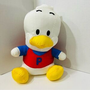 Sanrio Pekkle Plush White Duck 12" Nylon Puffalump Red & Blue Shirt P
